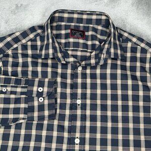 UNTUCKit Shirt Mens Large DORIN Blue Tan Red Plaid Lightweight Button Up  L